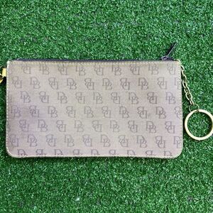 Vintage‎ Dooney & Bourke Wallet Brown Signature Monogram Wristlet Keychain